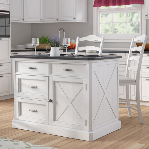 Laurel Foundry Modern Farmhouse Ryles 3 Piece Kitchen Island Set with Engineered